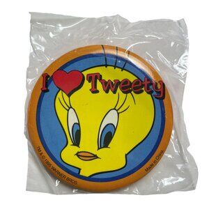 Tweety Bird  Button Vintage 1995 Looney Tunes Safety Pin Back NEW SEALED mq WB